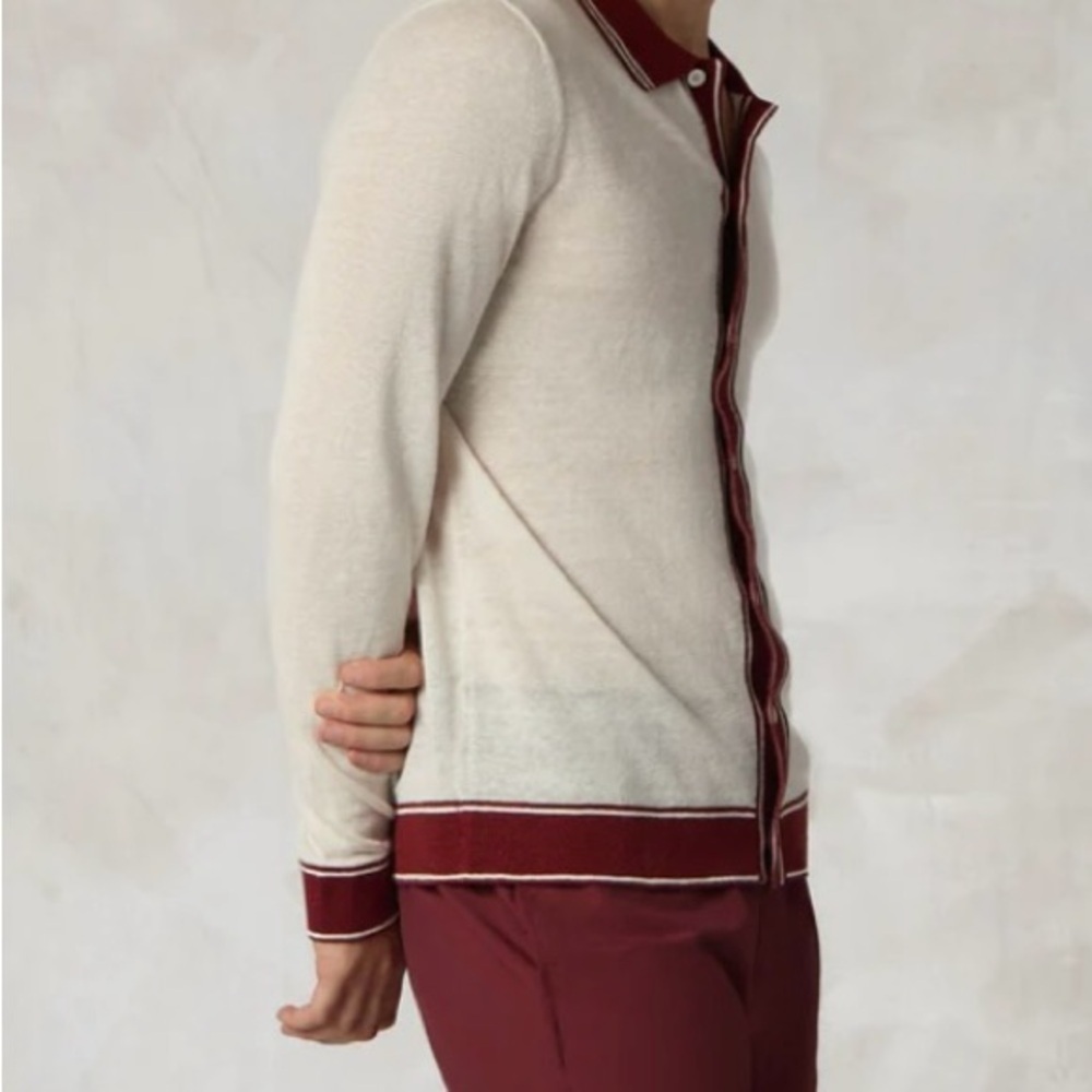 NWOT Onia Linen Long Sleeve Sweater Polo - Picture 7 of 14